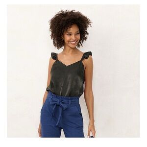 LC Lauren Conrad Pirate Black Scallop Tank